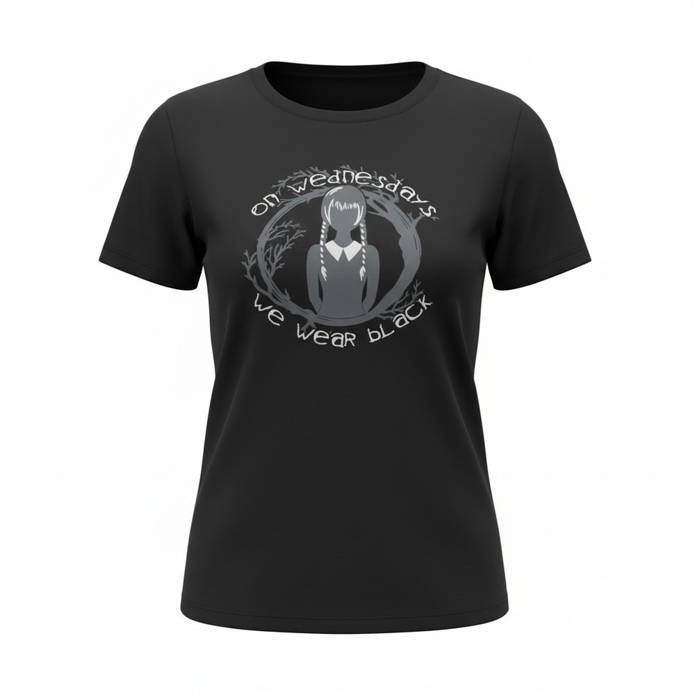 Black Graphic Print T Shirt SZ XXL "On Wednesday we wear black" - Picture 1 of 4
